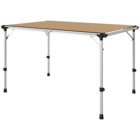 Outsunny Folding Camping Table, Adjustable Height Aluminum Table, Portable Camping Table for Picnic, Beach, BBQ