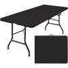 6 Foot Folding Table,Fold-in-Half Plastic Table,Indoor Outdoor Picnic Party Dining Camp Tables,Black