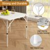34" Square Folding Table,Fold-in-Half Plastic Card Table,Picnic Party Event Dining Camp Table for Indoor Outdoor,White