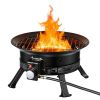 VEVOR Propane Fire Pit 19-Inch, Portable Gas Fire Pit, with Grill Grate & Lava Rocks, and Adjustable Flame.