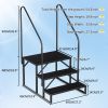 3 Step Ladder with Handrail, Swimming Pool Ladder Above Ground, 660 lb Load Capacity RV Steps with Anti-Slip Panel