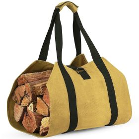 Outdoor Canvas Firewood Storage Tote Bag (Color: Khaki)