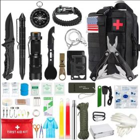 Multifunction Survival Kit/Emergency Supplies/Outdoor Preparedness Kit (Color: Advanced black, Ships From: China)