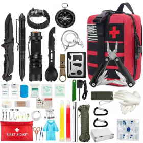 Multifunction Survival Kit/Emergency Supplies/Outdoor Preparedness Kit (Color: Red, Ships From: China)