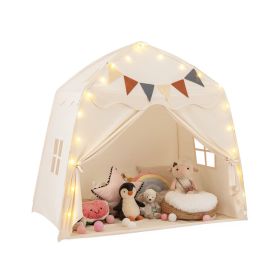 Large Playhouse Tent Kids Play Tent Bed Tent with String Lights (Type: Tent, Color: Beige)