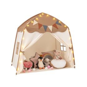 Large Playhouse Tent Kids Play Tent Bed Tent with String Lights (Type: Tent, Color: Coffee)