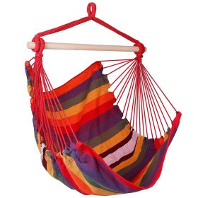 Canvas Hanging Hammock Chair with Wooden Spreader Bar (Option: HangHammockChair Red)